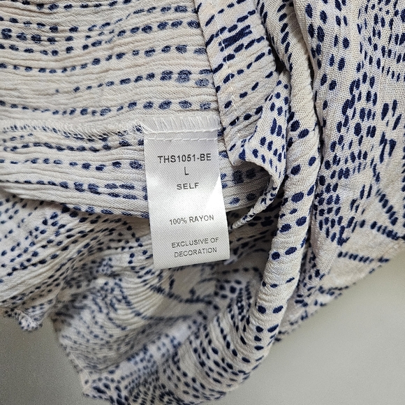 Anthropology THML Tank Top Blue & White Embroidered Size L - Picture 6 of 6